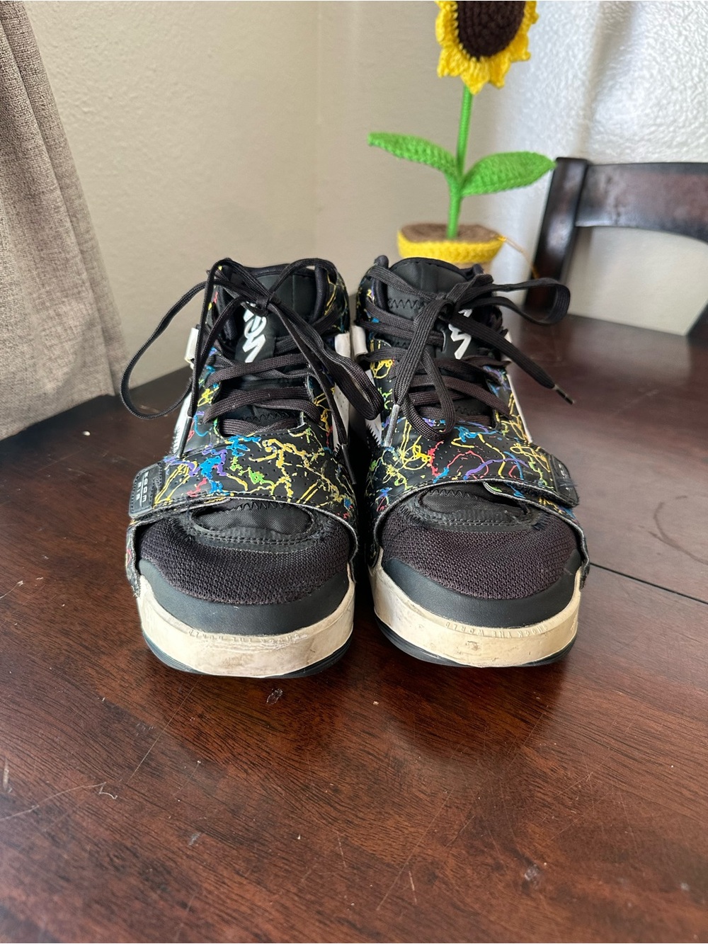 Jordan Black Sneakers with Neon Multicolor Splatter